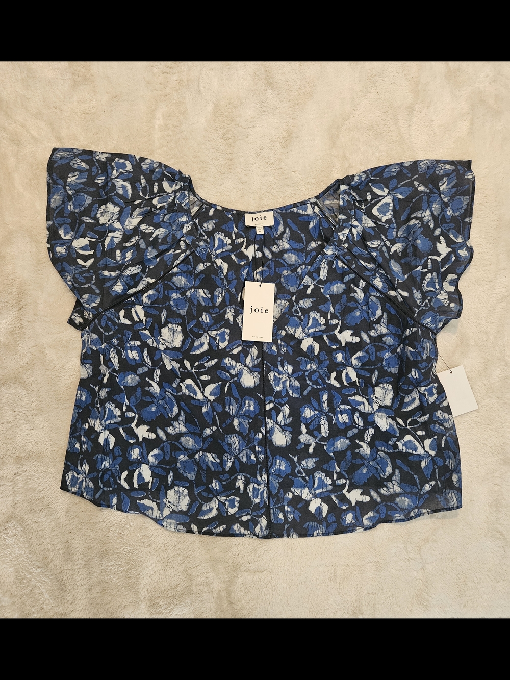 NWT Joie Floral Blue Blouse Plus Size 3X Business Casual Feminine Summer Work - Picture 3 of 9